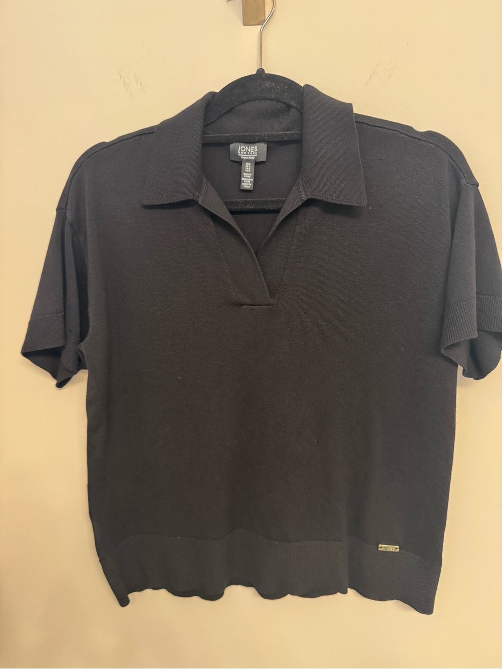 Jones New York Black Short-Sleeve Polo Sweater